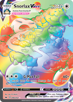 Snorlax VMAX z edície Sword & Shield, karta č.206