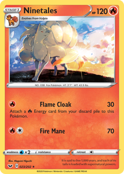 Ninetales z edície Sword & Shield, karta č.23