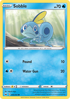 Sobble z edície Sword & Shield, karta č.55