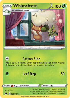 Whimsicott z edície Sword & Shield, karta č.6
