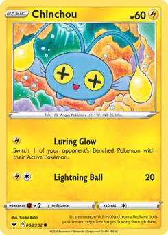 Chinchou z edície Sword & Shield, karta č.68