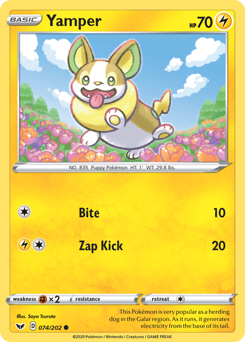Yamper z edície Sword & Shield, karta č.74