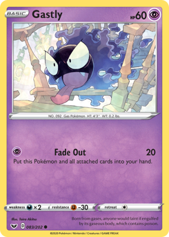 Gastly z edície Sword & Shield, karta č.83
