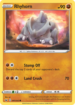 Rhyhorn z edície Sword & Shield, karta č.97