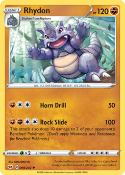 Rhydon z edície Sword & Shield, karta č.98