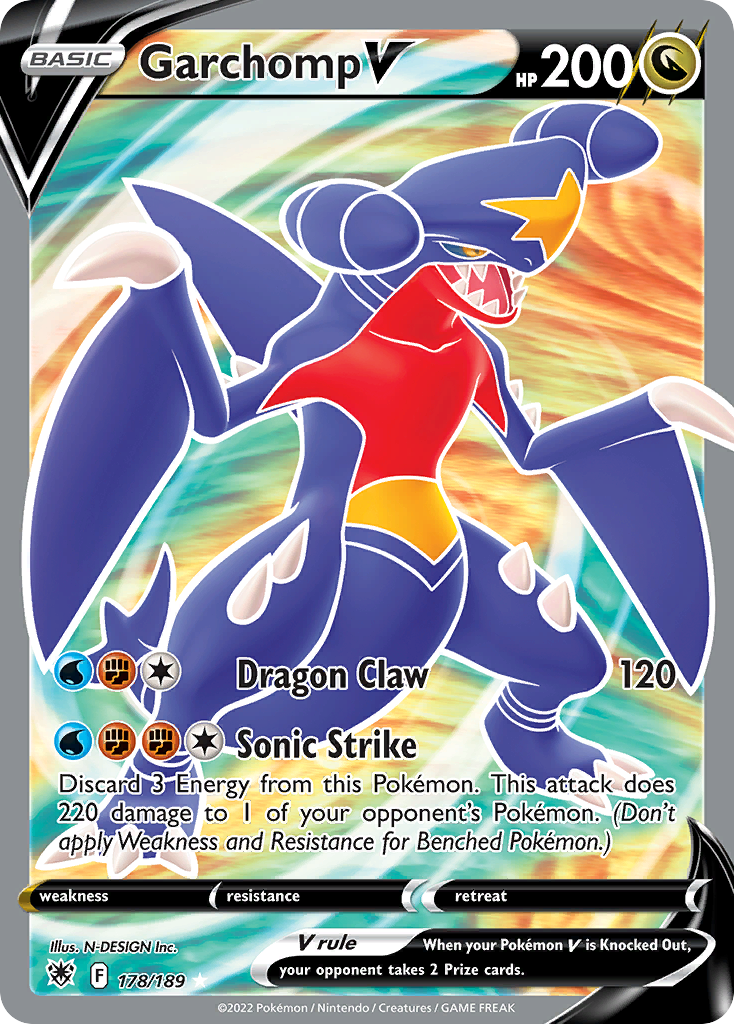 Garchomp V z edície Astral Radiance, karta č.178