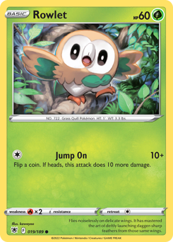 Rowlet z edície Astral Radiance, karta č.19