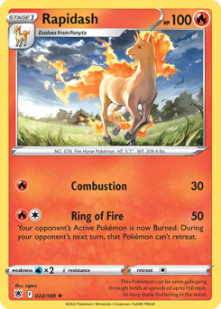 Rapidash z edície Astral Radiance, karta č.22