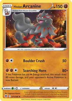 Hisuian Arcanine z edície Astral Radiance, karta č.71