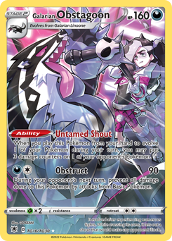 Galarian Obstagoon z edície Astral Radiance Trainer Gallery, karta č.TG10