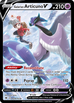 Galarian Articuno V z edície Astral Radiance Trainer Gallery, karta č.TG16