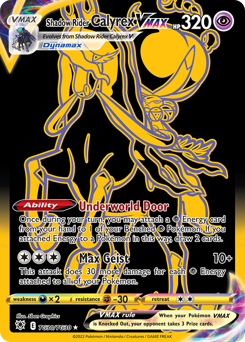 Shadow Rider Calyrex VMAX z edície Astral Radiance Trainer Gallery, karta č.TG30