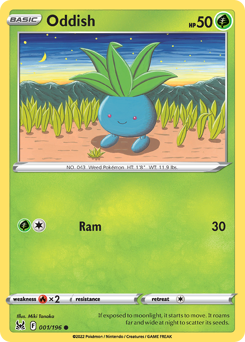 Oddish z edície Lost Origin, karta č.1