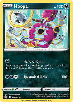 Hoopa z edície Lost Origin, karta č.122