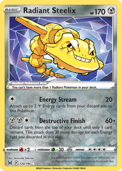 Radiant Steelix z edície Lost Origin, karta č.124