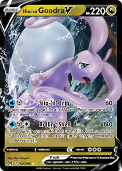 Hisuian Goodra V z edície Lost Origin, karta č.135