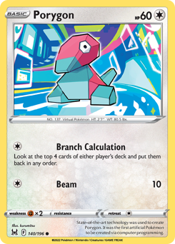 Porygon z edície Lost Origin, karta č.140