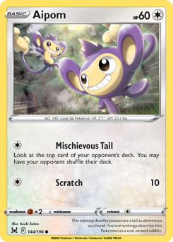 Aipom z edície Lost Origin, karta č.144