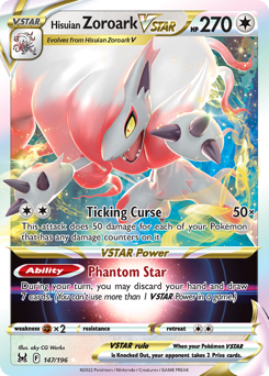 Hisuian Zoroark VSTAR z edície Lost Origin, karta č.147