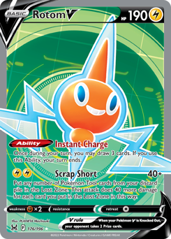 Rotom V z edície Lost Origin, karta č.176