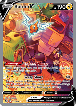 Rotom V z edície Lost Origin, karta č.177
