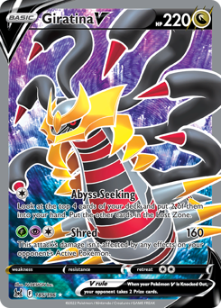 Giratina V z edície Lost Origin, karta č.185