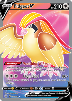 Pidgeot V z edície Lost Origin, karta č.188