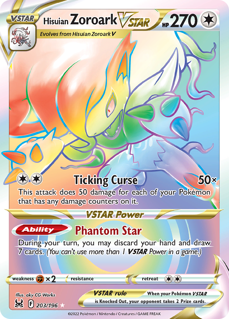 Hisuian Zoroark VSTAR z edície Lost Origin, karta č.203