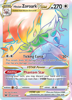Hisuian Zoroark VSTAR z edície Lost Origin, karta č.203