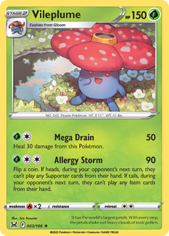 Vileplume z edície Lost Origin, karta č.3