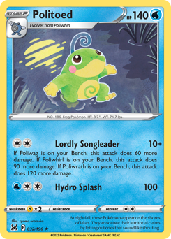 Politoed z edície Lost Origin, karta č.32