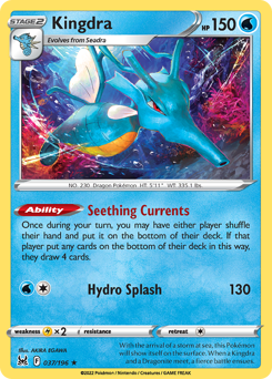 Kingdra z edície Lost Origin, karta č.37