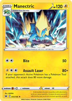 Manectric z edície Lost Origin, karta č.55