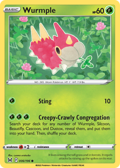 Wurmple z edície Lost Origin, karta č.6