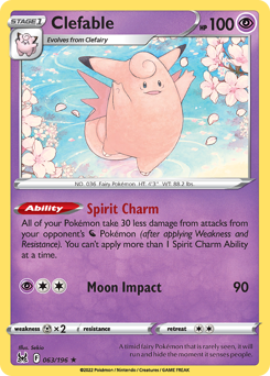 Clefable z edície Lost Origin, karta č.63
