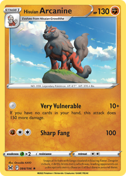 Hisuian Arcanine z edície Lost Origin, karta č.84