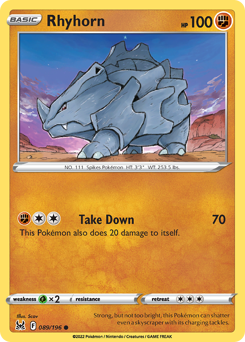 Rhyhorn z edície Lost Origin, karta č.89