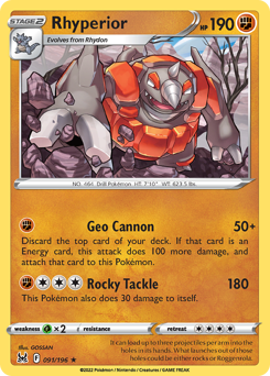 Rhyperior z edície Lost Origin, karta č.91