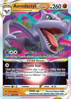 Aerodactyl VSTAR z edície Lost Origin, karta č.93