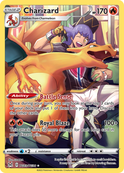 Charizard z edície Lost Origin Trainer Gallery, karta č.TG03