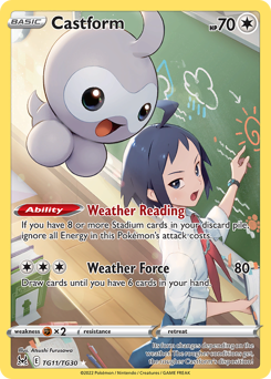 Castform z edície Lost Origin Trainer Gallery, karta č.TG11