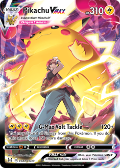 Pikachu VMAX z edície Lost Origin Trainer Gallery, karta č.TG17