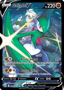Gallade V z edície Lost Origin Trainer Gallery, karta č.TG19