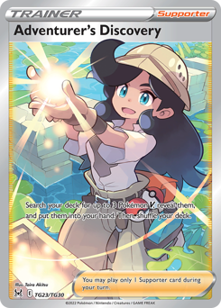 Adventurer's Discovery z edície Lost Origin Trainer Gallery, karta č.TG23