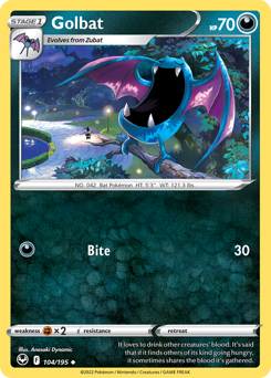 Golbat z edície Silver Tempest, karta č.104
