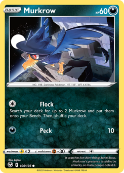 Murkrow z edície Silver Tempest, karta č.106