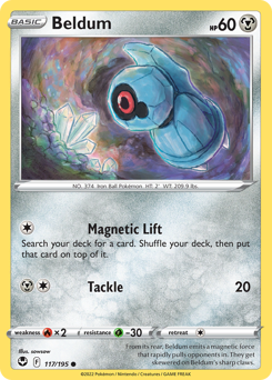 Beldum z edície Silver Tempest, karta č.117