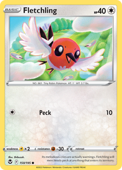 Fletchling z edície Silver Tempest, karta č.150