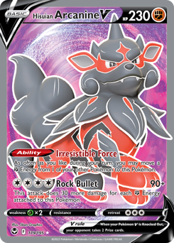 Hisuian Arcanine V z edície Silver Tempest, karta č.179