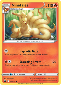 Ninetales z edície Silver Tempest, karta č.18